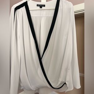 International Concept Blouse - White with black borders- bell open sleeves